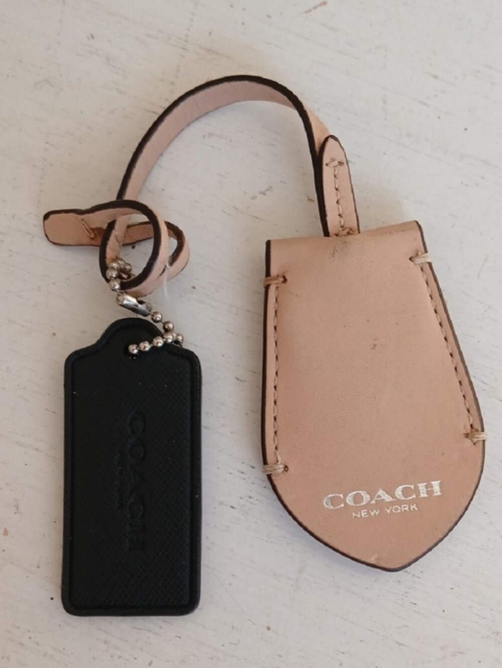 Coach Leather Hang Tag Set in Tan and Black
